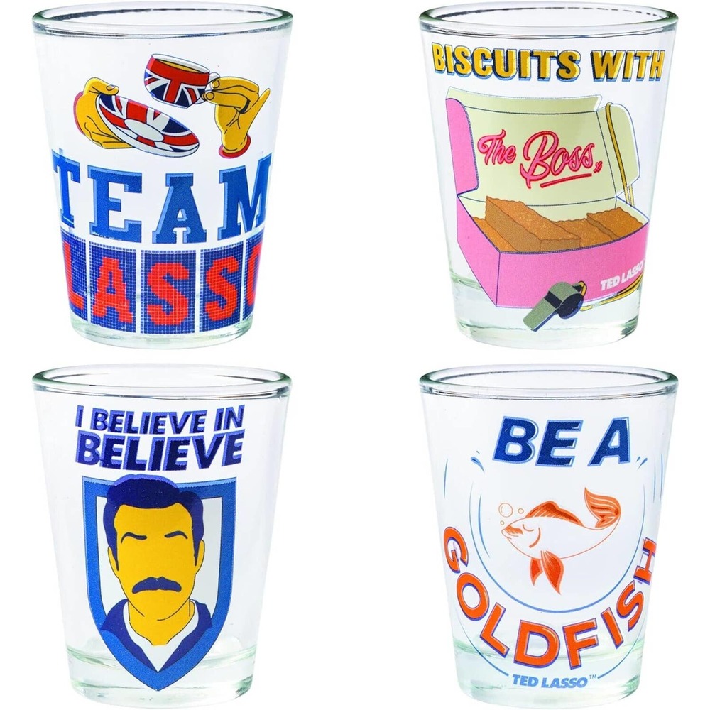 Ted Lasso Shotglass Set Mini Glasses 1.5 oz 44ml Gift TV Show